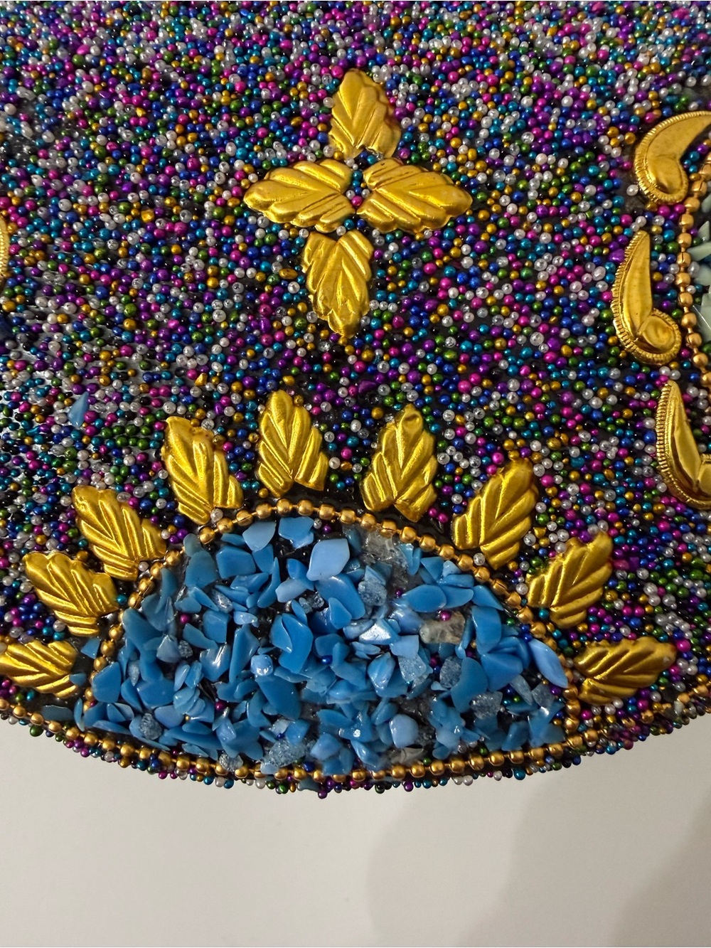 Ramla Moroccan Handmade Beaded Mosaic Half Moon Crossbody Evening Clutch Bag - Picture 6 of 8